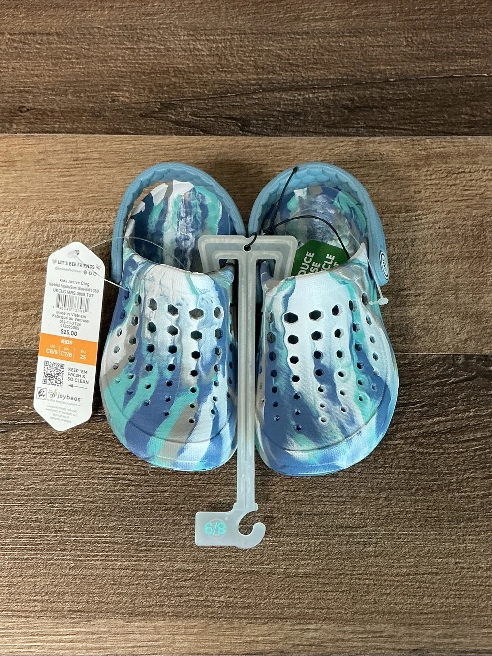 Joybees Kids' Marble-Pattern Blue & Teal Clog Sandals